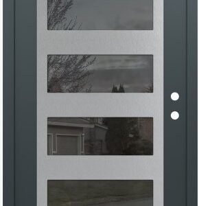 Modern Steel Front Door Diamond C9 36" x 80" anthracite/anthracite mirrored Glass Panel stainless steel LHI